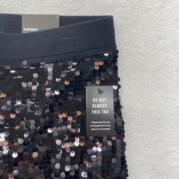 Express Leggings Women's Small Black Sequins Stretch High Rise Skinny Ankle NWT‎ - Picture 3 of 13